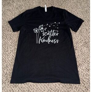 Bella & Canvas Women's Black "Scatter Kindness" Short Sleeve‎ Shirt Size Large